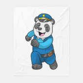 Panda als Polizeibeamter mit Polizeihelm Fleecedecke (Vorderseite)