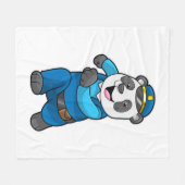 Panda als Polizeibeamter mit Polizeihelm Fleecedecke (Vorderseite (Horizontal))