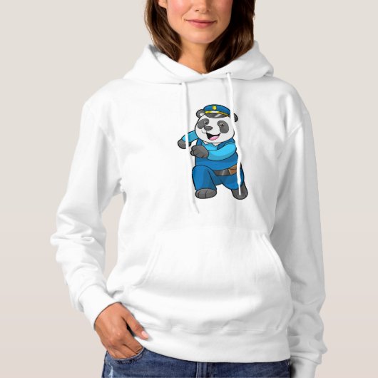 Panda als Polizeibeamter mit Polizeihelm Hoodie (Vorderseite)