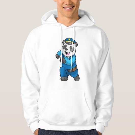 Panda als Polizeibeamter mit Polizeihelm Hoodie (Vorderseite)