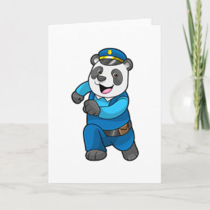 Panda als Polizeibeamter mit Polizeihelm Karte