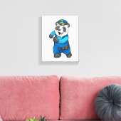Panda als Polizeibeamter mit Polizeihelm Leinwanddruck (Insitu (Wohnzimmer))