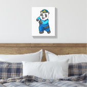 Panda als Polizeibeamter mit Polizeihelm Leinwanddruck (Insitu (Schlafzimmer))