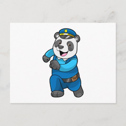 Panda als Polizeibeamter mit Polizeihelm Postkarte (Vorderseite)