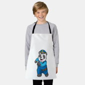 Panda als Polizeibeamter mit Polizeihelm Schürze (Getragen)