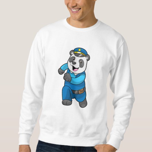 Panda als Polizeibeamter mit Polizeihelm Sweatshirt (Vorderseite)