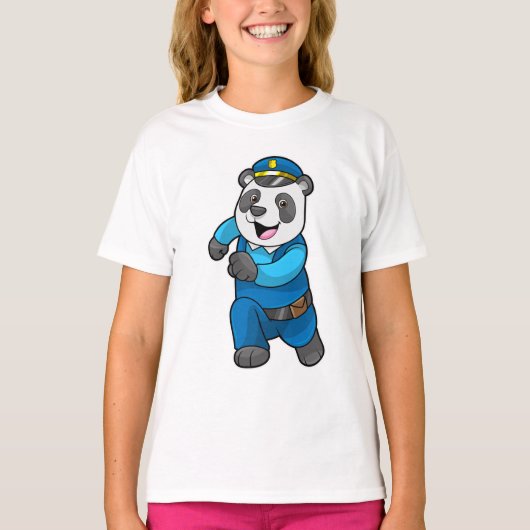 Panda als Polizeibeamter mit Polizeihelm T-Shirt (Vorderseite)