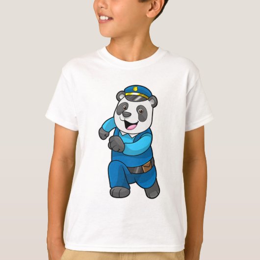 Panda als Polizeibeamter mit Polizeihelm T-Shirt (Vorderseite)