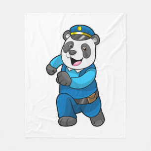 Panda als Polizist mit Polizeimütze Fleecedecke