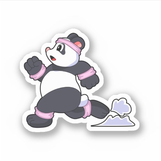 Panda als Runner beim Laufen Aufkleber (Vorderseite)
