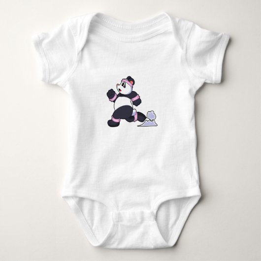 Panda als Runner beim Laufen Baby Strampler (Vorderseite)