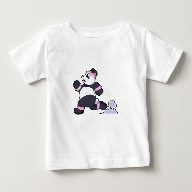 Panda als Runner beim Laufen Baby T-shirt (Vorderseite)