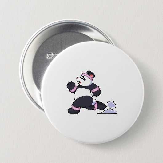 Panda als Runner beim Laufen Button (Vorne & Hinten)