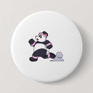 Panda als Runner beim Laufen Button