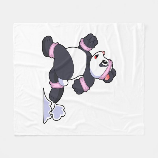 Panda als Runner beim Laufen Fleecedecke (Vorderseite (Horizontal))
