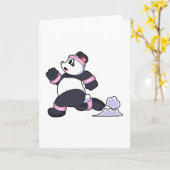 Panda als Runner beim Laufen Karte (Gelbe Blume)