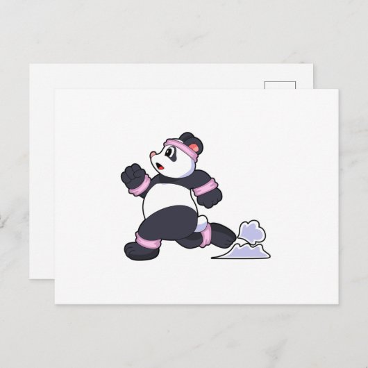 Panda als Runner beim Laufen Postkarte (Vorne/Hinten)