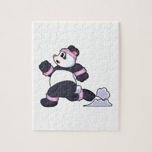 Panda als Runner beim Laufen Puzzle