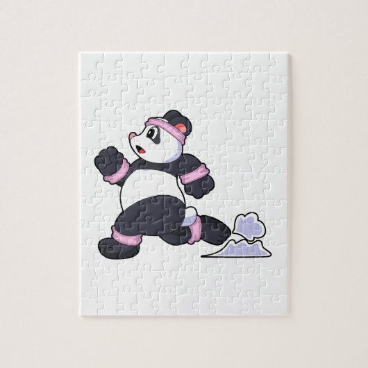 Panda als Runner beim Laufen Puzzle (Vertikal)