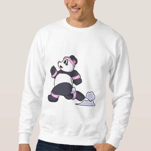 Panda als Runner beim Laufen Sweatshirt (Vorderseite)