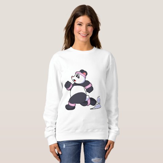 Panda als Runner beim Laufen Sweatshirt (Vorne ganz)