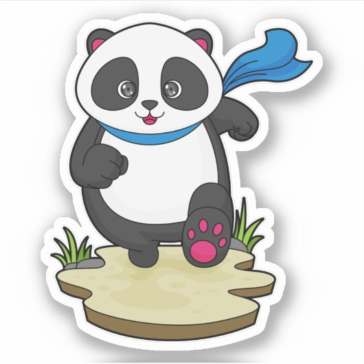 Panda als Runner mit Scarf Aufkleber (Vorderseite)