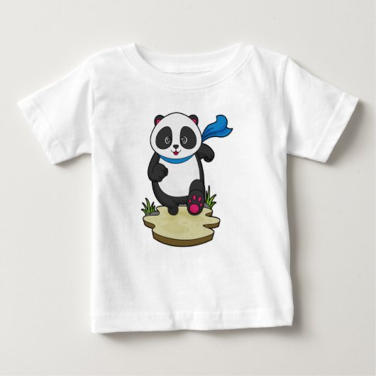 Panda als Runner mit Scarf Baby T-shirt (Vorderseite)