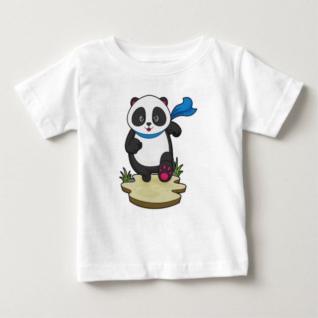 Panda als Runner mit Scarf Baby T-shirt (Vorderseite)
