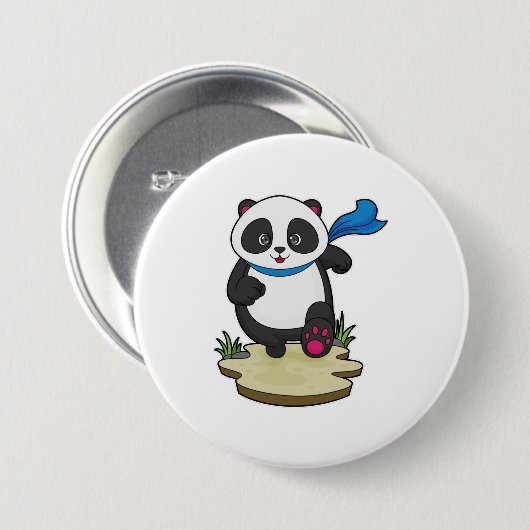 Panda als Runner mit Scarf Button (Vorne & Hinten)