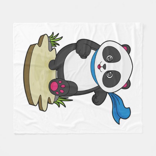 Panda als Runner mit Scarf Fleecedecke (Vorderseite (Horizontal))