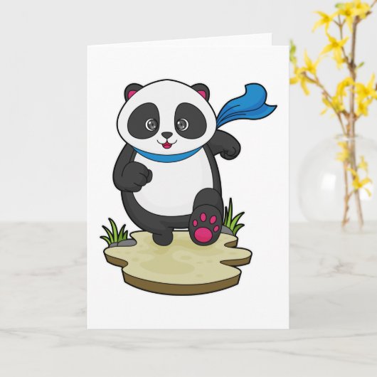 Panda als Runner mit Scarf Karte (Gelbe Blume)