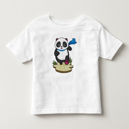 Panda als Runner mit Scarf Kleinkind T-shirt (Vorderseite)