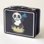 Panda als Runner mit Scarf Metall Brotdose (Rückseite)