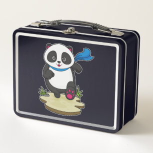 Panda als Runner mit Scarf Metall Brotdose