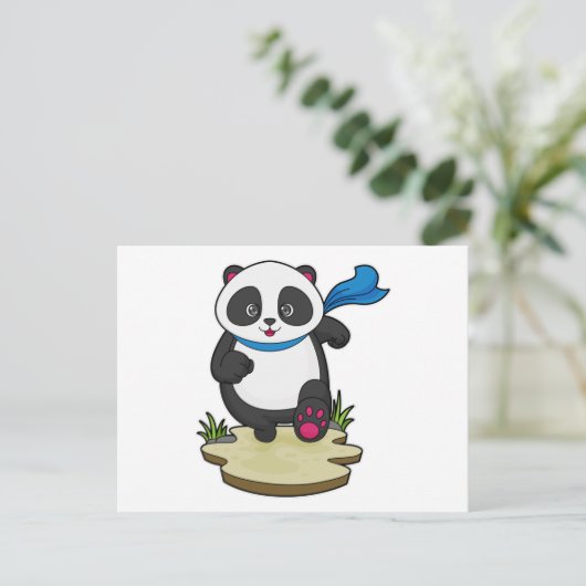 Panda als Runner mit Scarf Postkarte (Stehend Vorderseite)