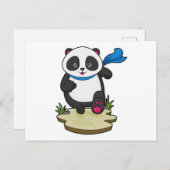 Panda als Runner mit Scarf Postkarte (Vorne/Hinten)