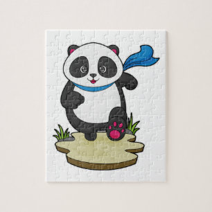 Panda als Runner mit Scarf Puzzle
