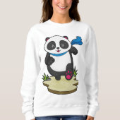 Panda als Runner mit Scarf Sweatshirt (Vorderseite)