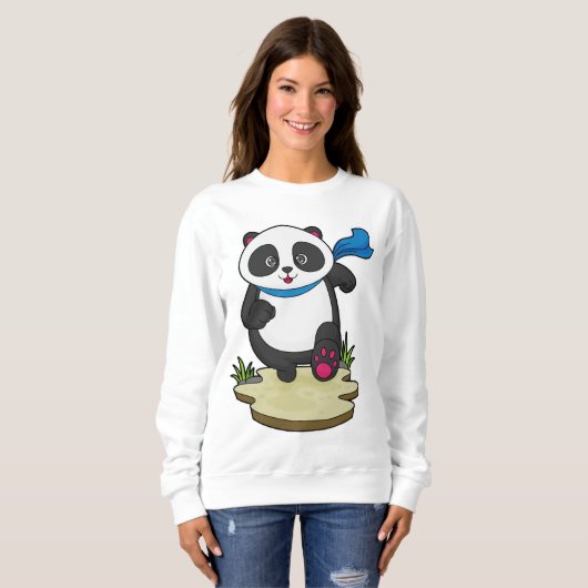 Panda als Runner mit Scarf Sweatshirt (Vorne ganz)