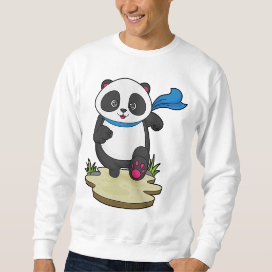 Panda als Runner mit Scarf Sweatshirt (Vorderseite)