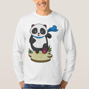Panda als Runner mit Scarf T-Shirt