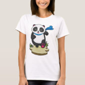 Panda als Runner mit Scarf T-Shirt (Vorderseite)