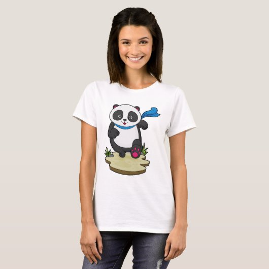 Panda als Runner mit Scarf T-Shirt (Vorne ganz)