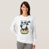 Panda als Runner mit Scarf T-Shirt (Vorne ganz)