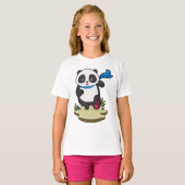 Panda als Runner mit Scarf T-Shirt (Vorne ganz)