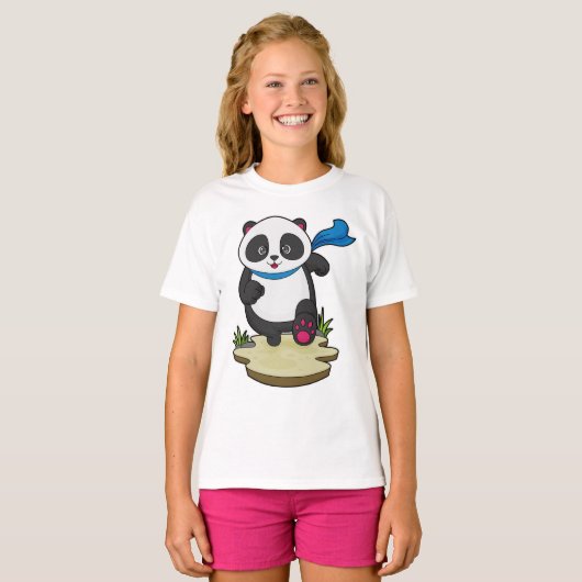 Panda als Runner mit Scarf T-Shirt (Vorne ganz)