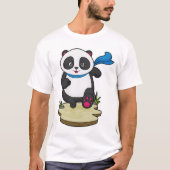 Panda als Runner mit Scarf T-Shirt (Vorderseite)