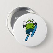 Panda als Skijumper mit Ski Button (Vorne & Hinten)