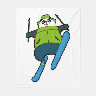 Panda als Skijumper mit Ski Fleecedecke