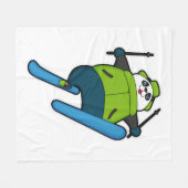 Panda als Skijumper mit Ski Fleecedecke (Vorderseite (Horizontal))